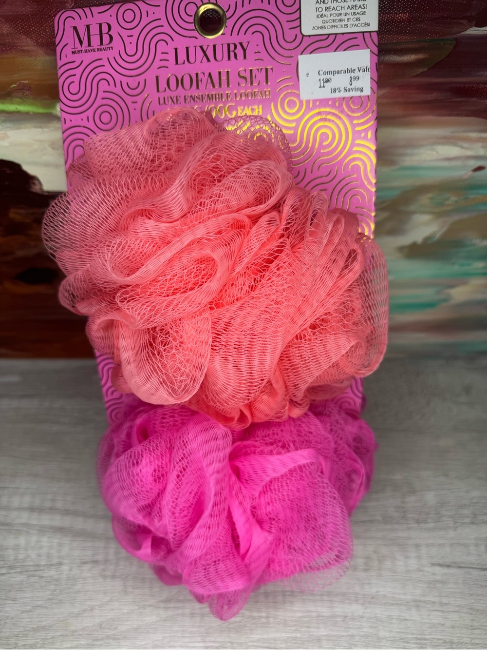 Must Have Pink and Coral Luxury Loofah Set